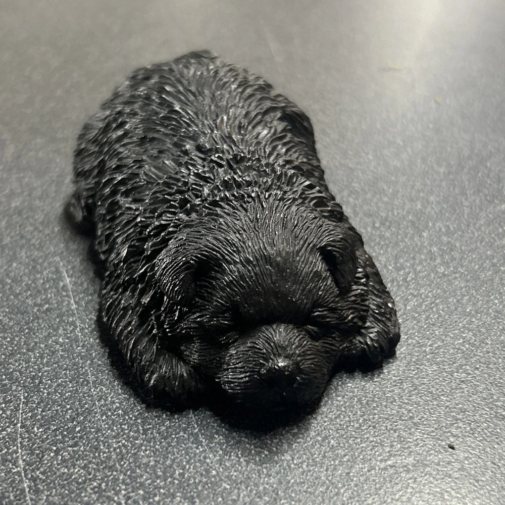 Vtg Sandicast Lil' Snoozers S48 Snuggles Black Fluff Dog Figurine